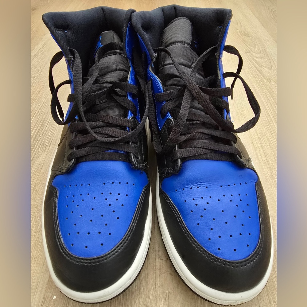 Jordan Men's Black and Royal Blue Mids